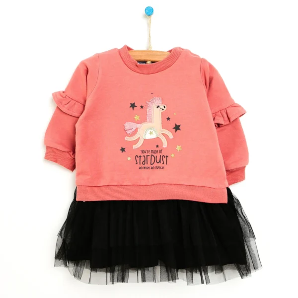 Winter Magic Kız Bebek Tül Detay Sweatshirt Elbise