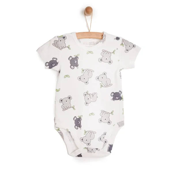 Metraj Baskılı Kısa Kol Body Omuz Patlı Unisex